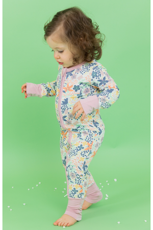 Bird & Bean Bamboo One Piece Zip Pajama - Meadow *