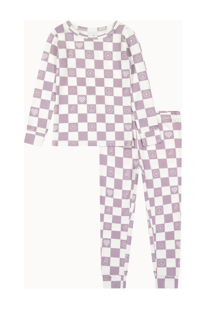 Bird & Bean Pajama Set - Check It Out - Lavender *