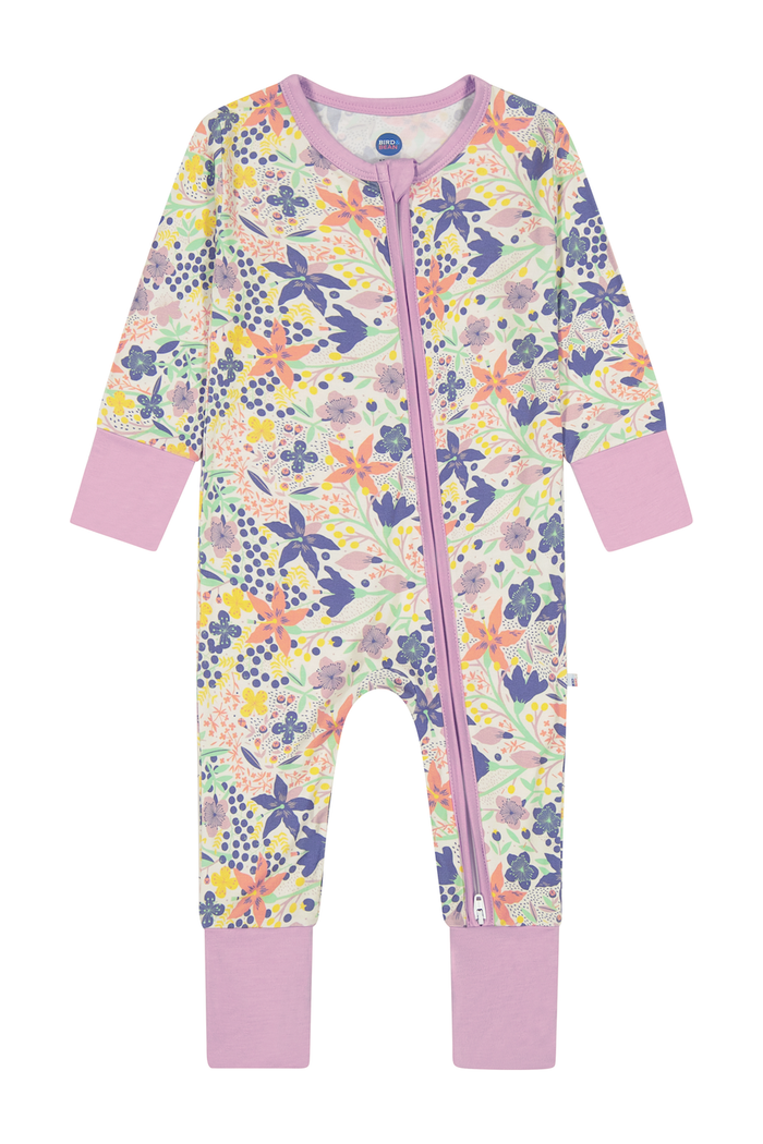 Bird & Bean Bamboo One Piece Zip Pajama - Meadow *