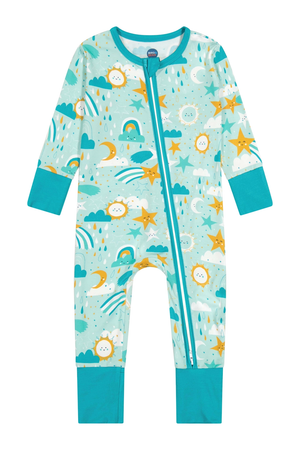 Bird & Bean Bamboo One Piece Zip Pajama - Astro *