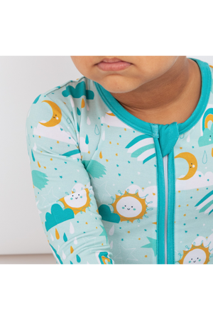 Bird & Bean Bamboo One Piece Zip Pajama - Astro *