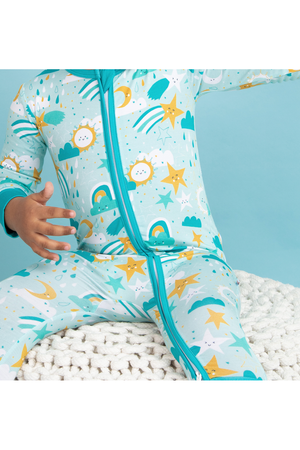 Bird & Bean Bamboo One Piece Zip Pajama - Astro *