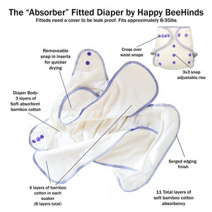 The "Absorber" Fitted Diaper by Happy BeeHinds