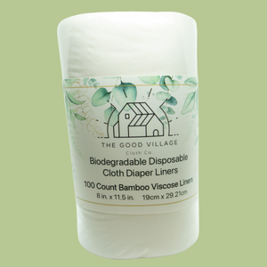 The Good Village Biodegradable Disposable Cloth Diaper Liners | 100 Pack Bamboo Viscose Liners *