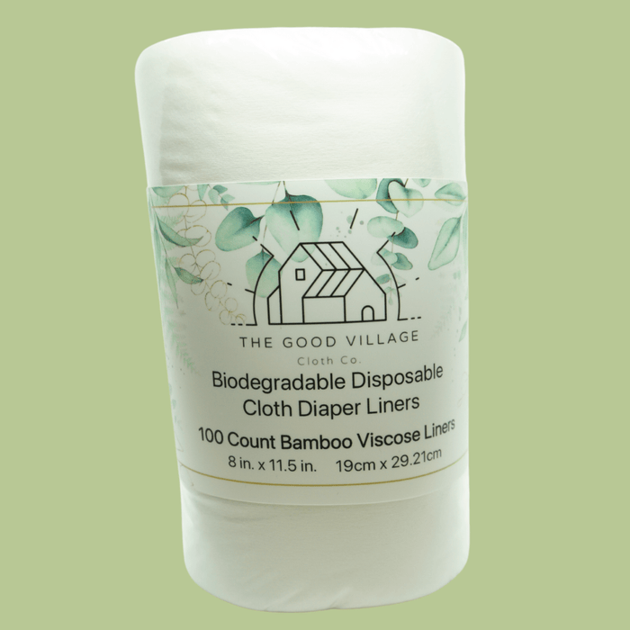 The Good Village Biodegradable Disposable Cloth Diaper Liners | 100 Pack Bamboo Viscose Liners *