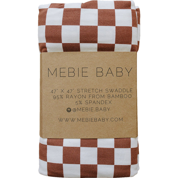 Mebie Baby Rust Checkered Bamboo Stretch Swaddle *