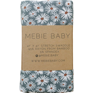 Mebie Baby Dark Green Daisy Bamboo Stretch Swaddle *