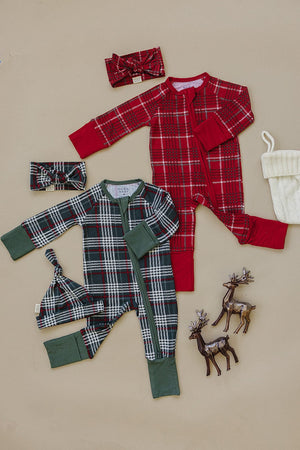 Mebie Baby Red Plaid Bamboo Zipper *