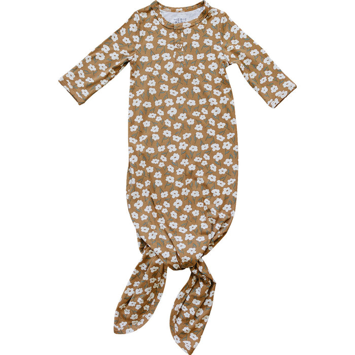 Mebie Baby Mustard Floral Bamboo Knot Gown *