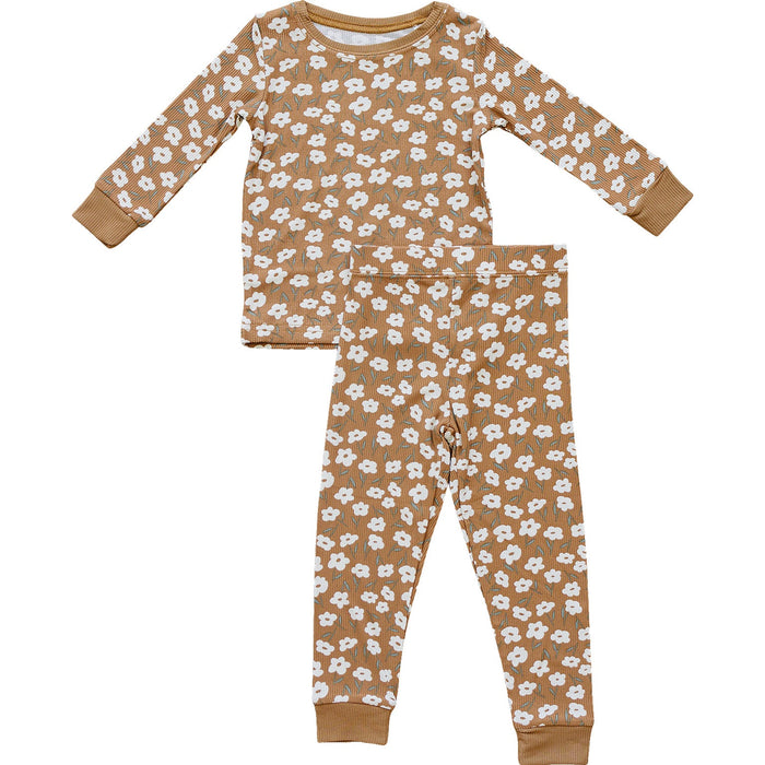 Mebie Baby Mustard Floral Ribbed Bamboo Cozy Set *