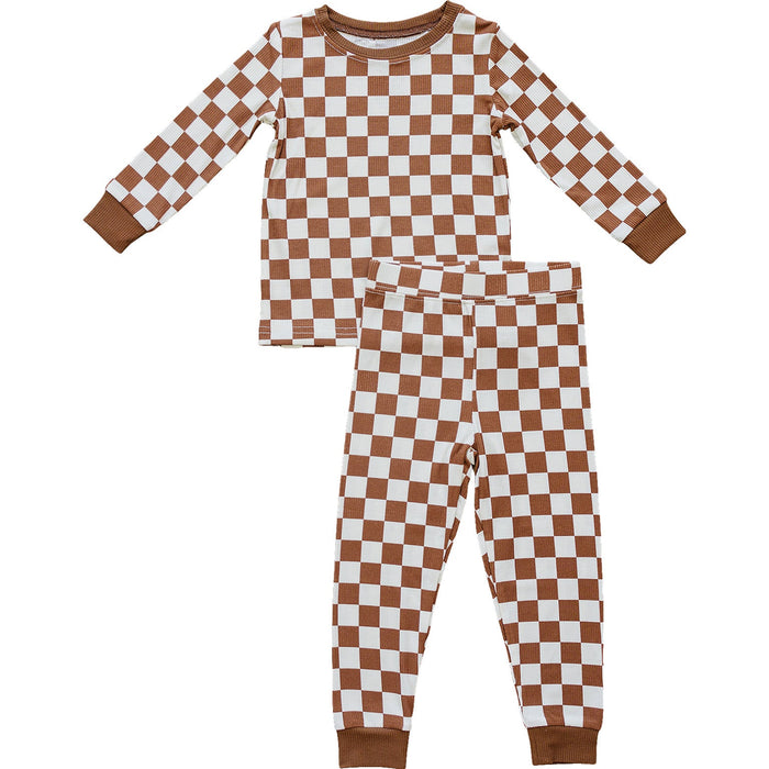 Mebie Baby Rust Checkered Ribbed Bamboo Cozy Set *