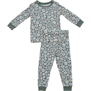 Mebie Baby Dark Green Daisy Ribbed Bamboo Cozy Set *