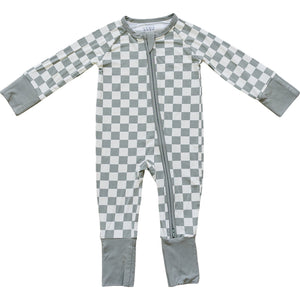 Mebie Baby Light Green Checkered Bamboo Zipper *