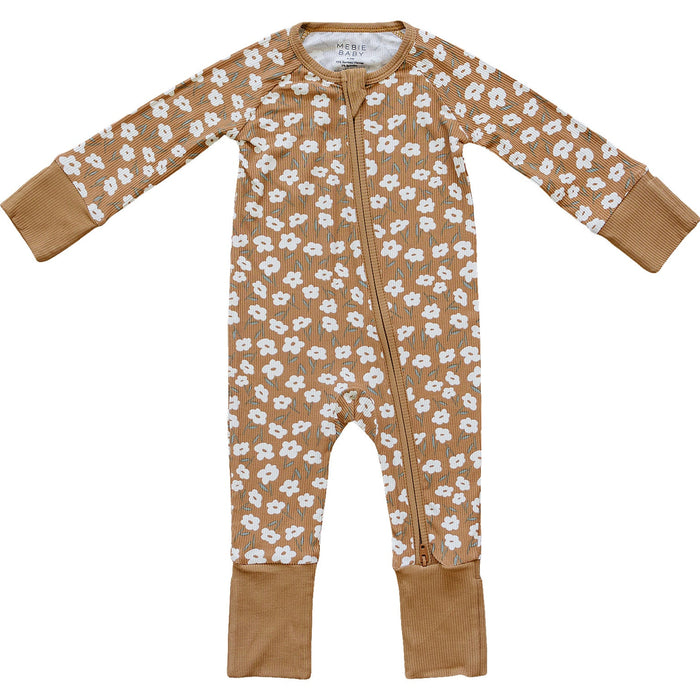 Mebie Baby Mustard Floral Ribbed Bamboo Zipper *