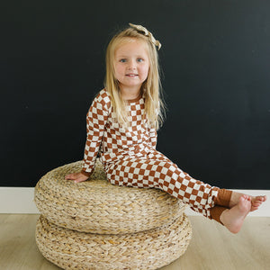 Mebie Baby Rust Checkered Ribbed Bamboo Cozy Set *