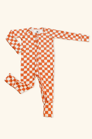 Bamboo Baby Pajamas - Double Zipper - Longies - Checkers *