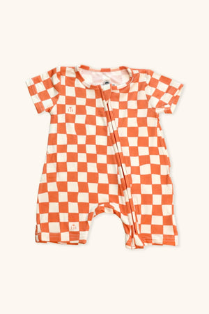 Bamboo Baby Pajamas - Double Zipper - Shorties - Checkers *