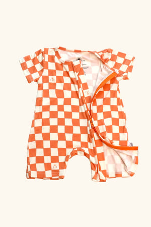 Bamboo Baby Pajamas - Double Zipper - Shorties - Checkers *