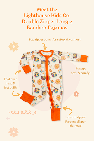 Bamboo Baby Pajamas - Double Zipper - Longies - Good Vibes *