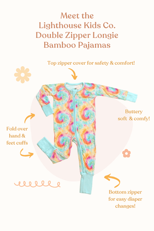 Bamboo Baby Pajamas - Double Zipper - Longies - Tie-Dye *