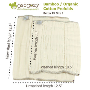 Osocozy Bamboo Organic Cotton Prefolds (6pk)