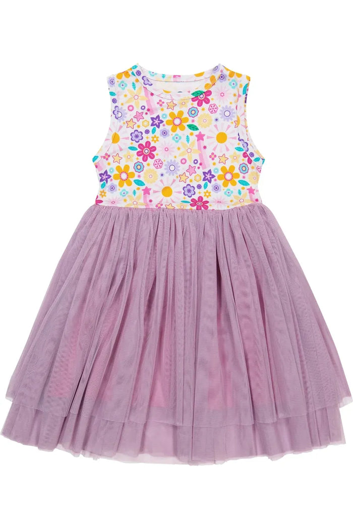 Bird & Bean Bamboo Tulle Dress - Flower Power *