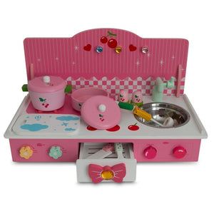 Wooden Pink Toy Kitchen Play Set 22 Inches *