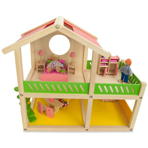 1 Bedroom Wooden Toy House 18.5 Inches *