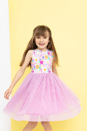 Bird & Bean Bamboo Tulle Dress - Flower Power *