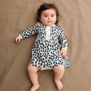 Baby Sweater Dress - Ecru/Indigo *