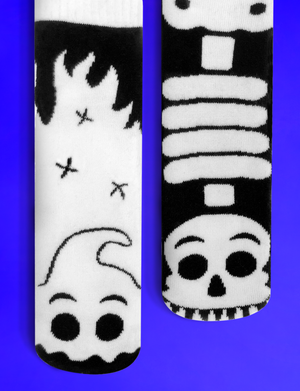 KIDS GHOST & SKELETON GLOW-IN-THE-DARK NO SLIP SOCKS *