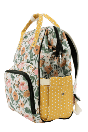 Josie Floral & Mustard Dot - Diaper Bag *