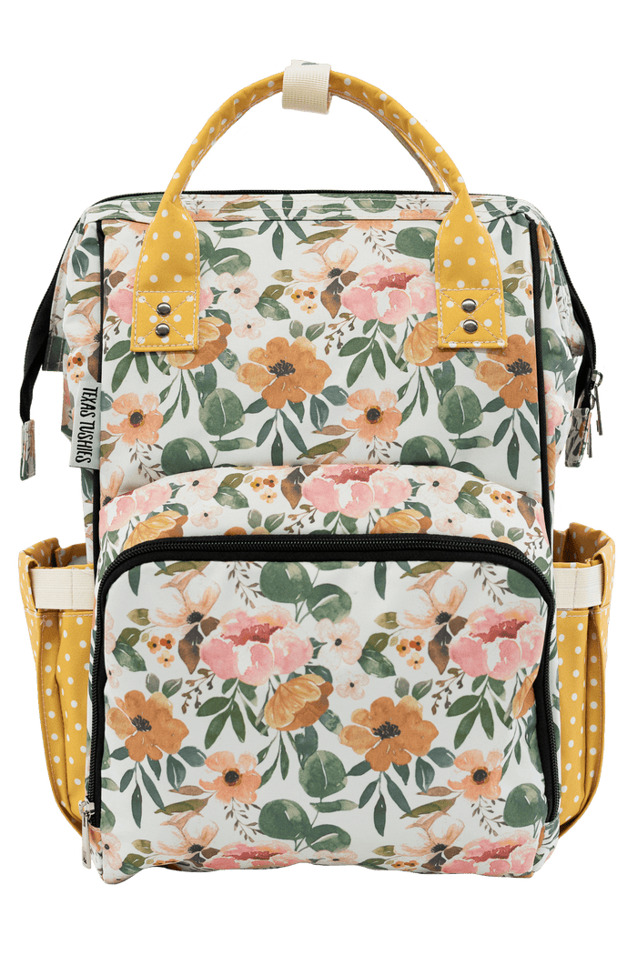 Josie Floral & Mustard Dot - Diaper Bag *