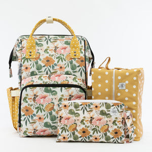 Josie Floral & Mustard Dot - Diaper Bag *