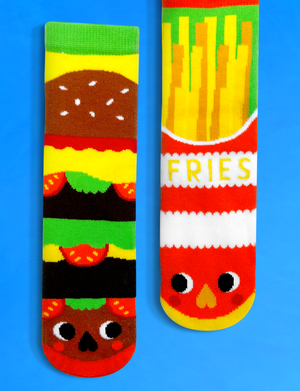 KIDS BURGER & FRIES NO SLIP SOCKS *