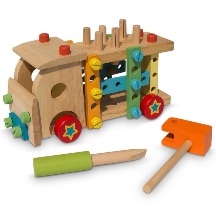 Set of Wooden Truck with Building Tools *