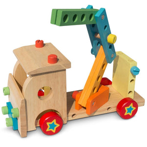 Set of Wooden Truck with Building Tools *