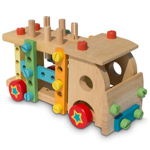 Set of Wooden Truck with Building Tools *