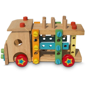 Set of Wooden Truck with Building Tools *