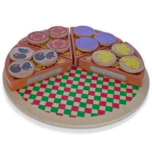 Set of 27 Wooden Pieces Make a Pizza with Toppings & Kitchen Tools *