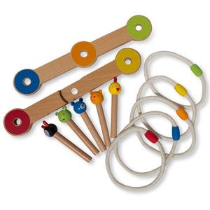 12 Pieces Wooden Ring Toss Game *