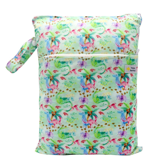 Double Pocket Wet Bag by Happy BeeHinds - Pink Dinosaur