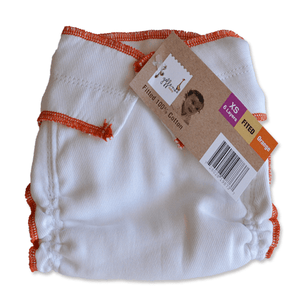 Geffen Cotton Fitted Diapers – XS/Newborn (Orange Edge) - Happy BeeHinds